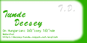 tunde decsey business card